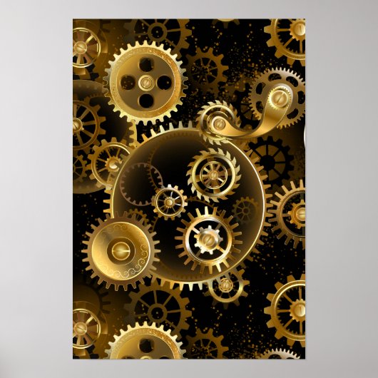 Seamless Steampunk Brass Gears Poster (Vorne)