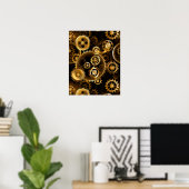 Seamless Steampunk Brass Gears Poster (Heimbüro)