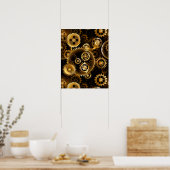 Seamless Steampunk Brass Gears Poster (Küche)