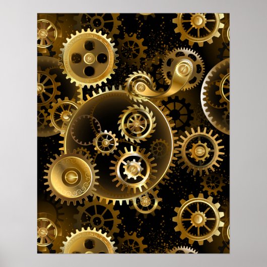Seamless Steampunk Brass Gears Poster (Vorne)