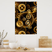 Seamless Steampunk Brass Gears Poster (Küche)