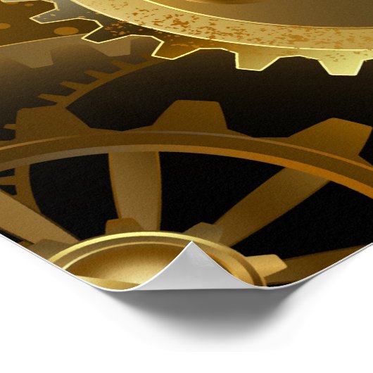 Seamless Steampunk Brass Gears Poster (Ecke)