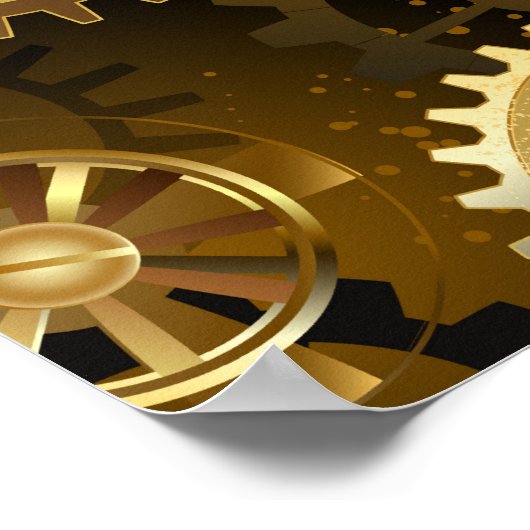 Seamless Steampunk Brass Gears Poster (Ecke)