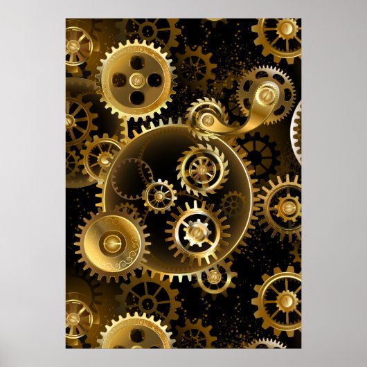 Seamless Steampunk Brass Gears Poster (Vorne)