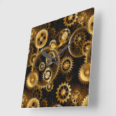 Seamless Steampunk Brass Gears Quadratische Wanduhr (Winkel)
