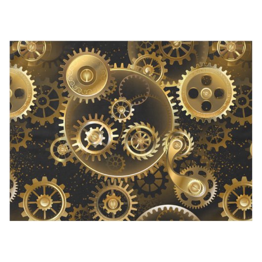 Seamless Steampunk Brass Gears Tischdecke (Vorderseite (Horizontal))