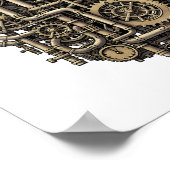 Seamless Steampunk Gear Pattern Fabric and Paper Poster (Ecke)