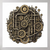 Seamless Steampunk Gear Pattern Fabric and Paper Poster (Vorne)