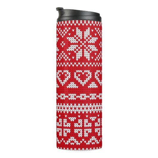 Seamless Strickmuster Norwegen festliche Pullover  Thermosbecher (Nach rechts gedreht)