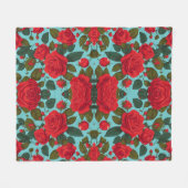 Seamless Summer Wild Rote Rosen Muster Fleecedecke (Vorderseite (Horizontal))