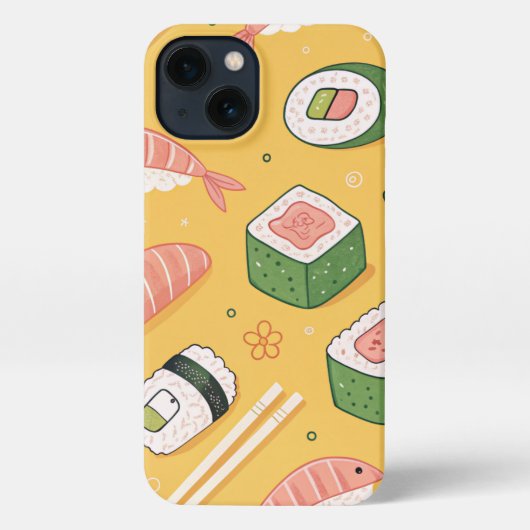 Seamless Sushi Pattern – Cute Japanese Food  iPhone Hülle (Rückseite)