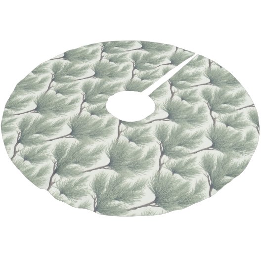 Seamless Tamarix Acacia Tree Leaf Pattern Polyester Weihnachtsbaumdecke (Schrägansicht)