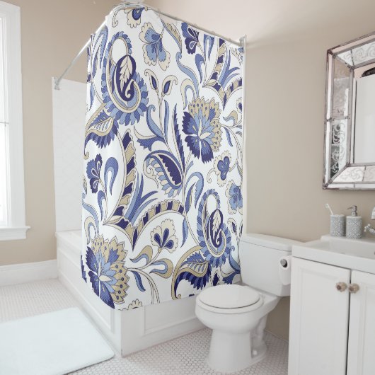 Seamless Traditional Indian Blue Paispa Duschvorhang (Beispiel)