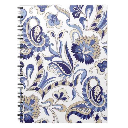 Seamless Traditional Indian Blue Paispa Notizblock (Vorderseite)