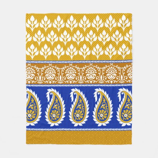 Seamless Traditional Indian Paisley Grenzübergang Fleecedecke (Vorderseite)