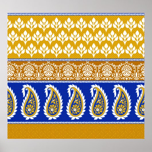 Seamless Traditional Indian Paisley Grenzübergang Poster (Vorne)