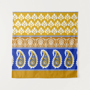 Seamless Traditional Indian Paisley Grenzübergang Wandteppich