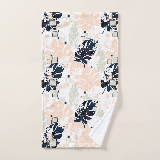 Seamless Tropical Dschungle Blätter Monstera Palm  Badhandtuch Set (Handtuch)