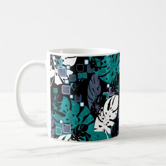 Seamless Tropical Dschungle Blätter Monstera Palm  Kaffeetasse (Links)