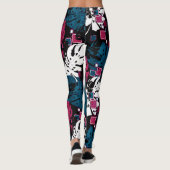 Seamless Tropical Dschungle Blätter Monstera Palm  Leggings (Rückseite)