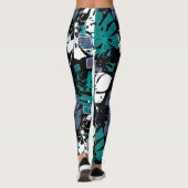 Seamless Tropical Dschungle Blätter Monstera Palm  Leggings (Rückseite)