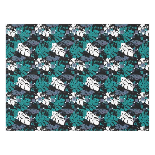 Seamless Tropical Dschungle Blätter Monstera Palm Tischdecke (Vorderseite (Horizontal))