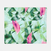 Seamless tropical leaves pattern background, retro fleecedecke (Vorderseite (Horizontal))