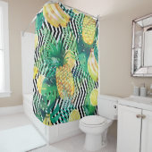Seamless tropical pattern with bananas lemons palm duschvorhang (Beispiel)