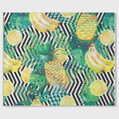 Seamless tropical pattern with bananas lemons palm geschenkpapier (Flach)