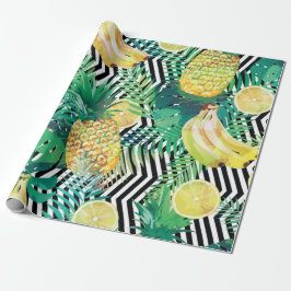 Seamless tropical pattern with bananas lemons palm geschenkpapier
