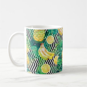 Seamless tropical pattern with bananas lemons palm kaffeetasse