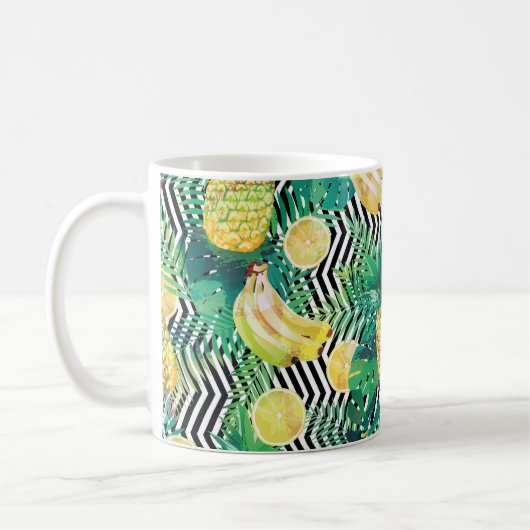 Seamless tropical pattern with bananas lemons palm kaffeetasse (Links)