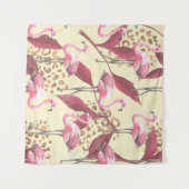 Seamless tropical pattern with pink flamingo, leav wandteppich (Vorderseite (Horizontal))