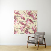Seamless tropical pattern with pink flamingo, leav wandteppich (Beispiel (Horizontal))