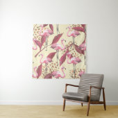 Seamless tropical pattern with pink flamingo, leav wandteppich (Beispiel)