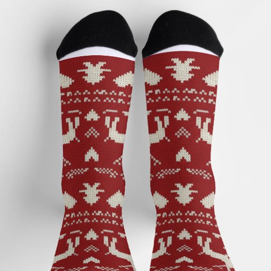 Seamless ugly Christmas sweater pattern, knitted  Socken (Oben)