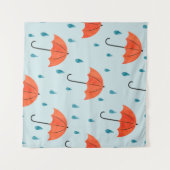 Seamless umbrellas and rain drops pattern. Waterco Wandteppich (Vorderseite (Horizontal))