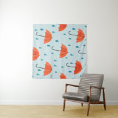 Seamless umbrellas and rain drops pattern. Waterco Wandteppich (Beispiel (Horizontal))