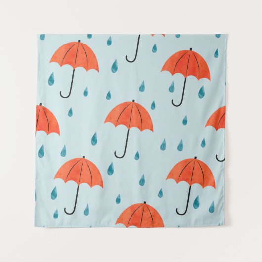 Seamless umbrellas and rain drops pattern. Waterco Wandteppich (Vorderseite)