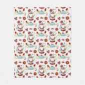 Seamless Valentine Pattern Christmas Santa, flower Fleecedecke (Vorderseite)