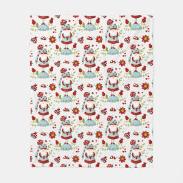 Seamless Valentine Pattern Christmas Santa, flower Fleecedecke