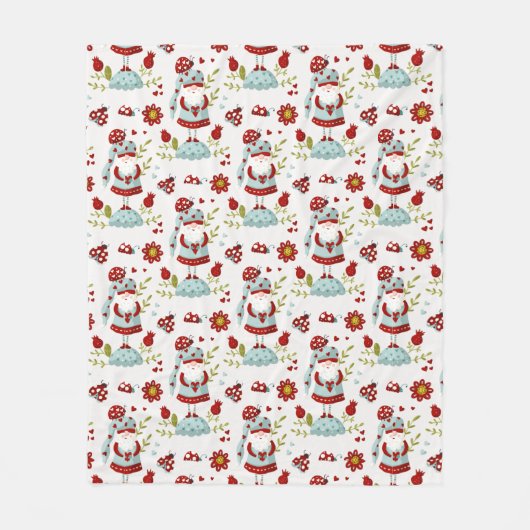 Seamless Valentine Pattern Christmas Santa, flower Fleecedecke (Vorderseite)