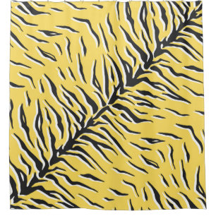 Seamless vintage black and yellow tiger pattern. S Duschvorhang