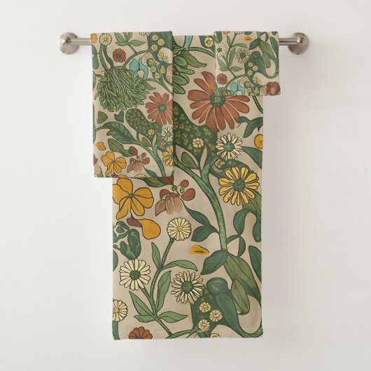 Seamless vintage botanical pattern  badhandtuch set (Insitu)