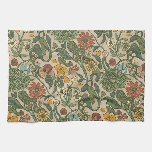 Seamless vintage botanical pattern  geschirrtuch (Horizontal)