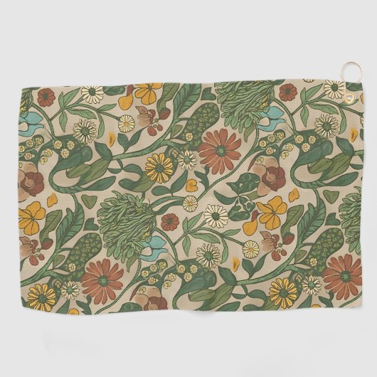 Seamless vintage botanical pattern golfhandtuch (Horizontal)