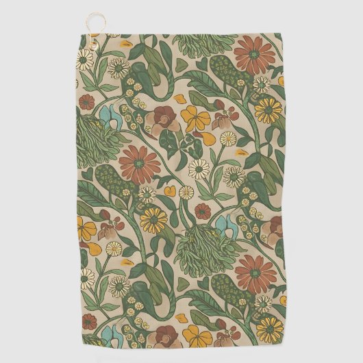 Seamless vintage botanical pattern  golfhandtuch (Vorderseite)