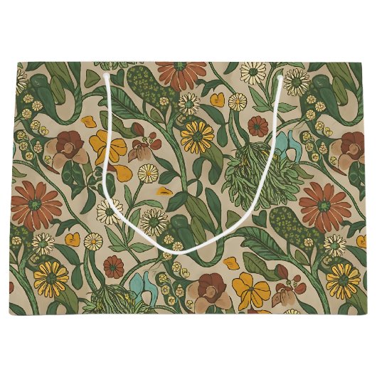 Seamless vintage botanical pattern  große geschenktüte (Vorderseite)