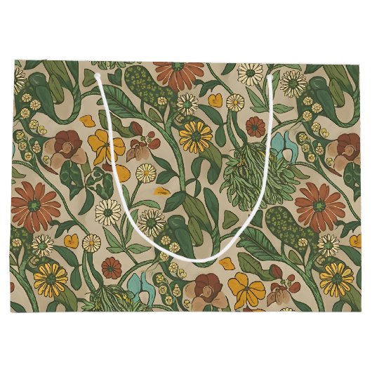 Seamless vintage botanical pattern  große geschenktüte (Rückseite)