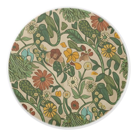 Seamless vintage botanical pattern  keramikknauf (Vorderseite)